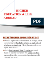 Rizal'S Higher Education & Life Abroad