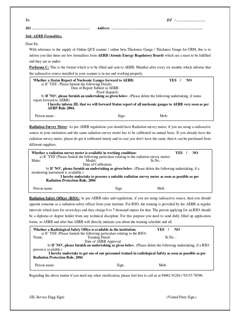 AERB Compliance for Radiation Safety | PDF | Radiation Protection ...