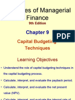 Principles of Managerial Finance: Capital Budgeting Techniques