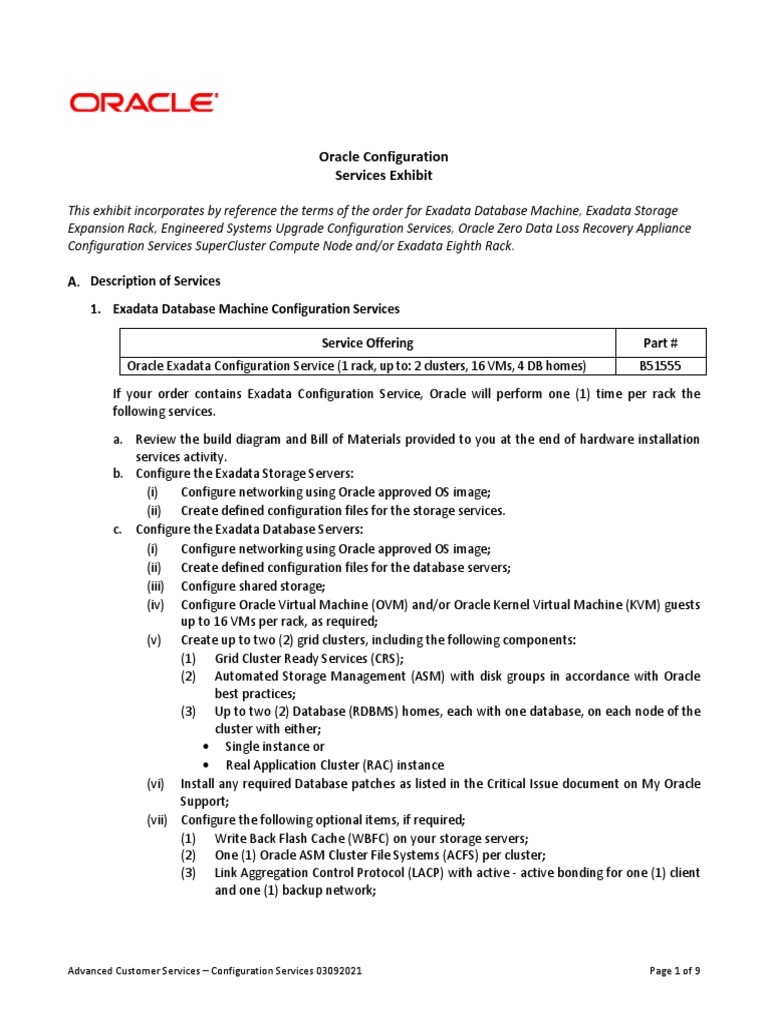 Oracle Configuration Services Exhibit | PDF | Computer Cluster | Databases