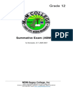 First Quarter Summative Exam Grade 12 ABM