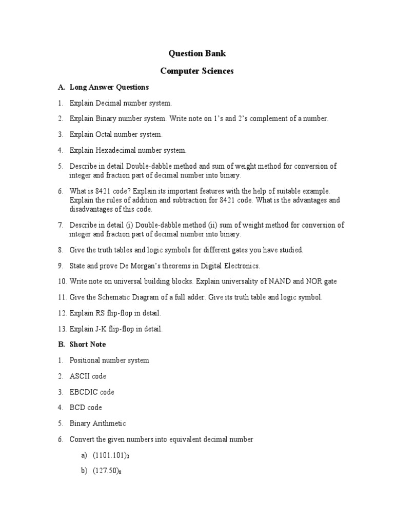 Question bank computer sciences a long answer questions pdf
