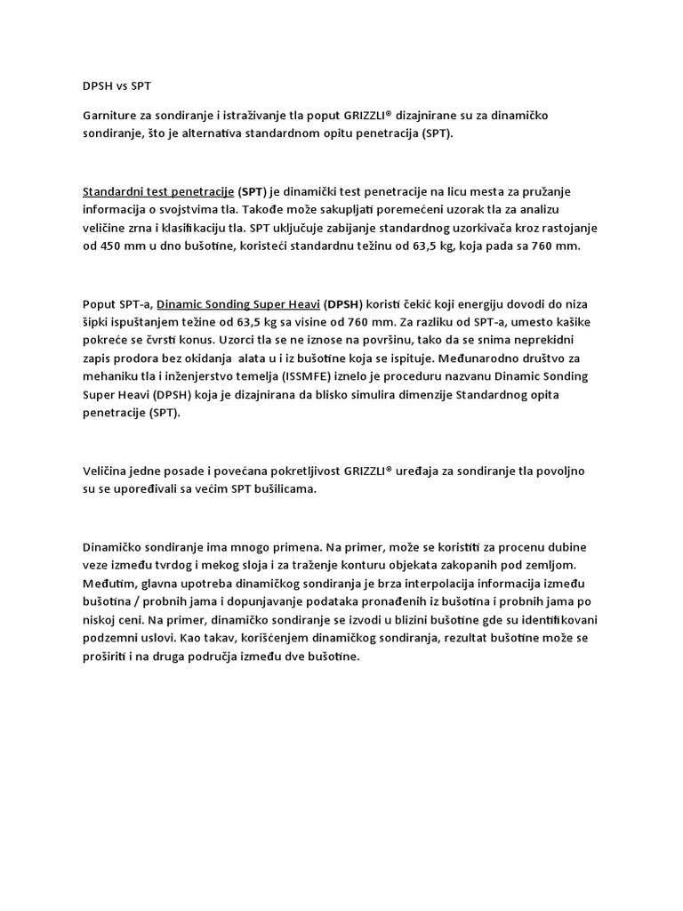 DPSH Vs SPT | PDF