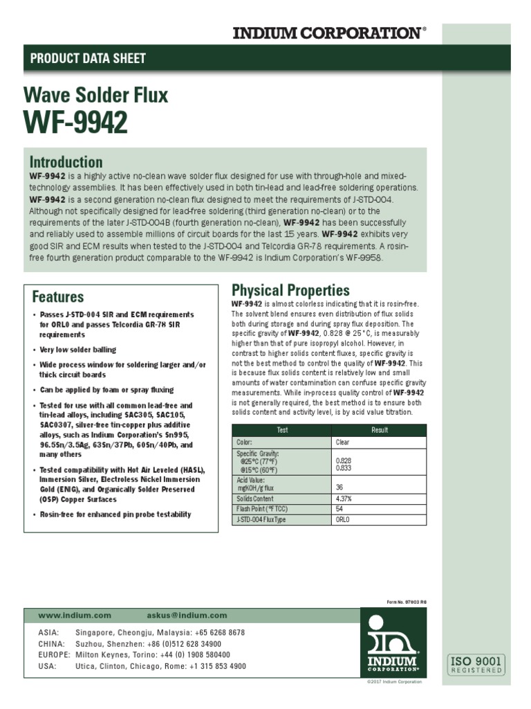 Wave Solder Flux Product Data Sheet PDF Solder Soldering