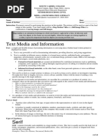 Text Media and Information: Examples: Times New Roman, Garamond, Baskerville