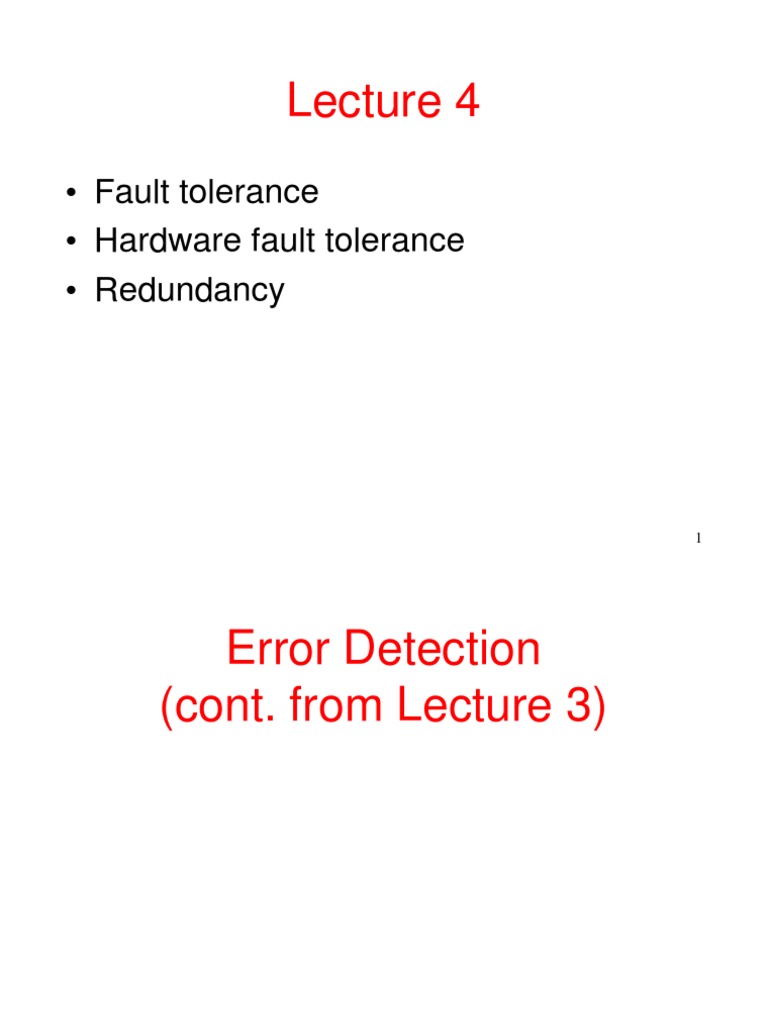 Fault Tolerance Hardware Fault Tolerance Redundancy PDF Fault Tolerance Computer