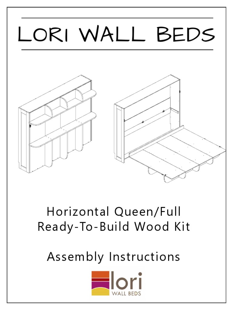 Lori Wall Beds Horizontal Queen/Full ReadyToBuild Wood Kit Assembly