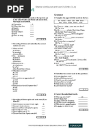 Starter Achievement Test 2 (Units 3-4) : Listening Grammar