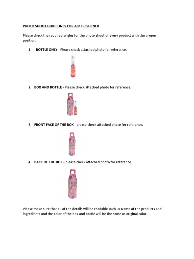 Photoshoot Guidelines of 4 Angle Shoot For AF PDF