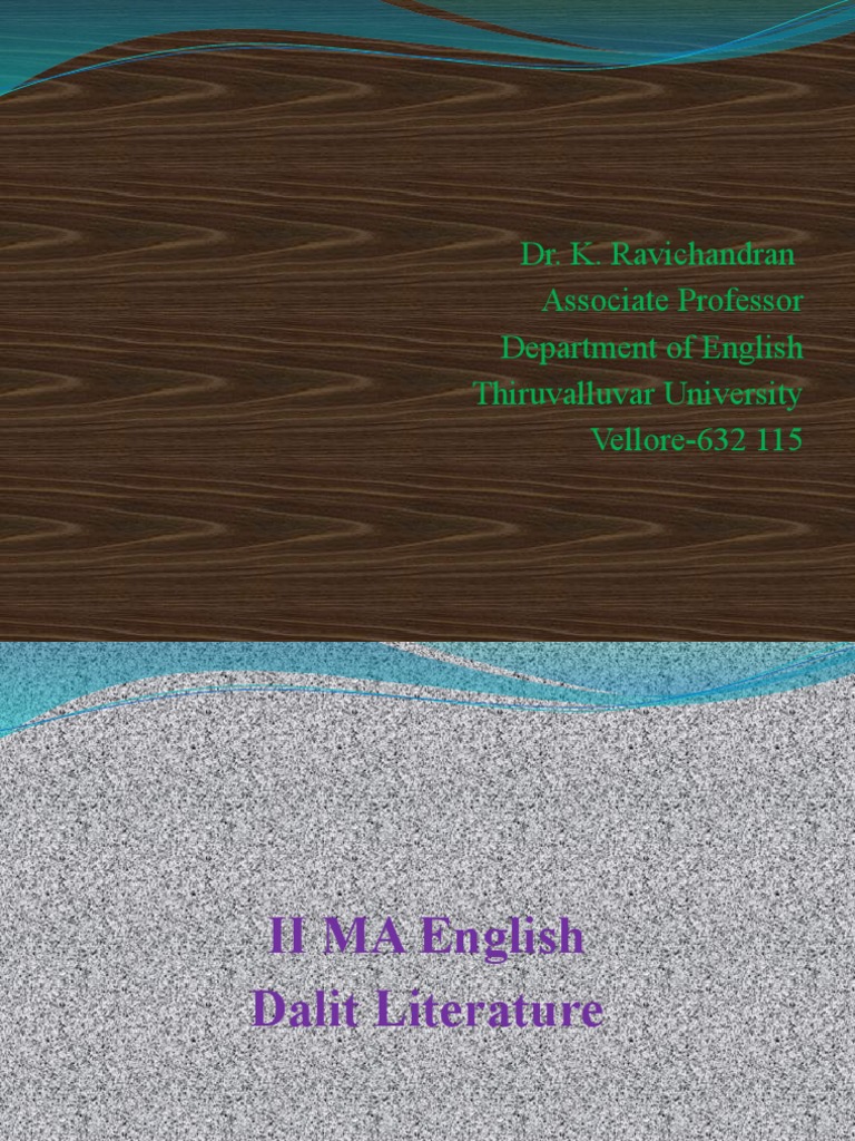 Dr. K. Ravichandran Associate Professor Department of English ...
