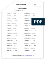 Metric Units: Math Worksheets