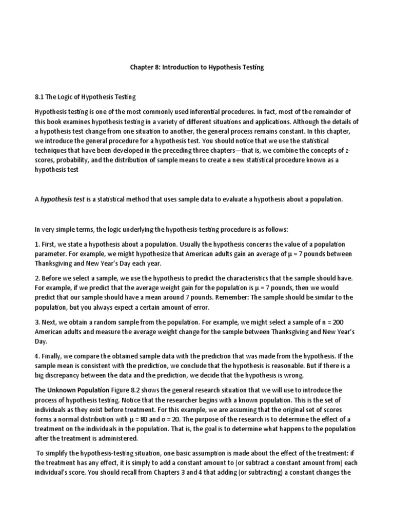 Hypothesis Testing Overview and Steps | PDF | Statistical Hypothesis ...