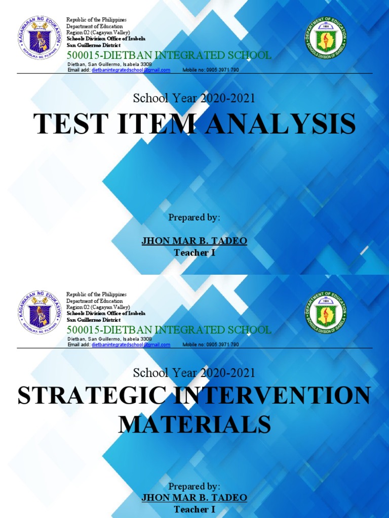 Test Item Analysis: School Year 2020-2021 | PDF