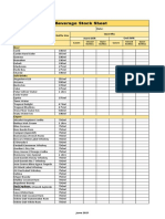 Beverage Stock Sheet: Bartender: Date: Beverage Name Bottle Size Quantity Start Shift End Shift Cases Cases Beer