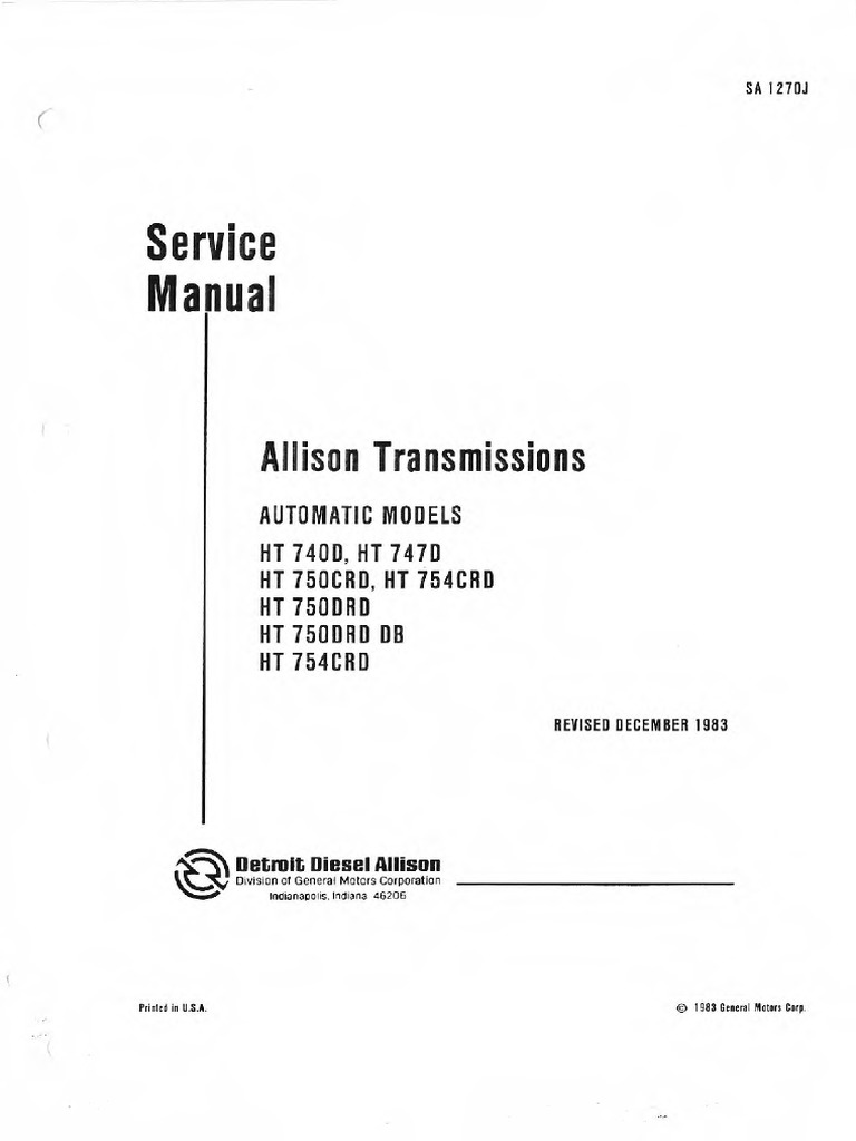 Allison Transmissions HT740 750 Series PDF