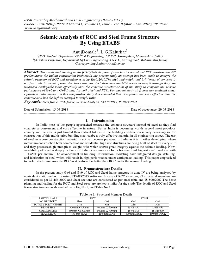 Seismic Analysis of RCC vs Steel Frames | PDF | Mechanical Engineering ...