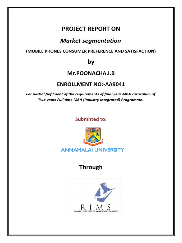 Market Segmentation: Project Report On | PDF | 3 G | Market Segmentation