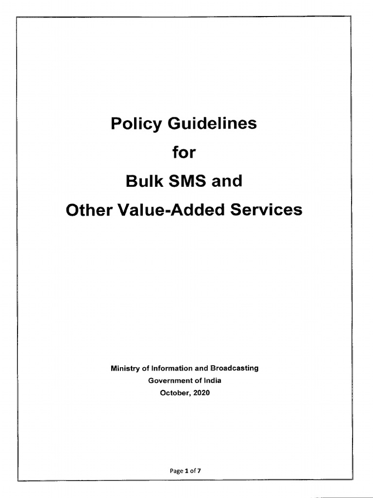 Policy Guidelines For Bulk SMS and Other Value-Added Services | PDF ... image.