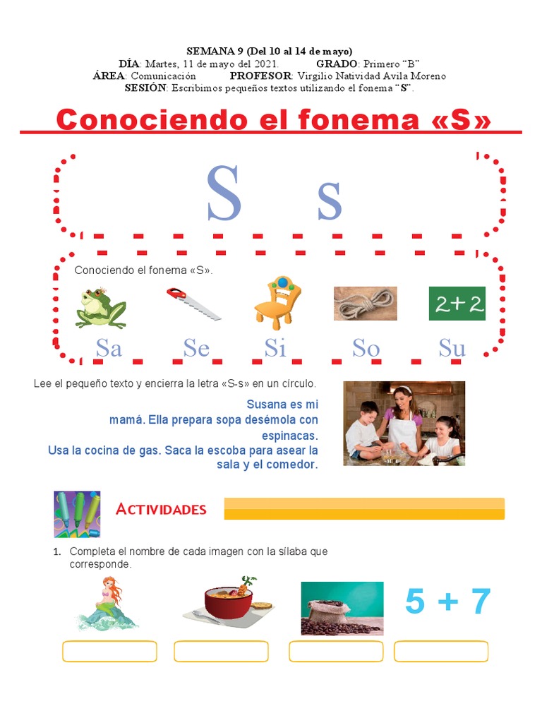 Actividades de Lectura con la Letra S | PDF | Estudios de idiomas ...