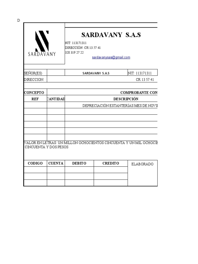 Nota de Contablidad 0004 Dep Estanterías | PDF