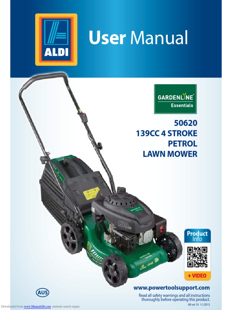User Manual 50620 139Cc 4 Stroke Petrol Lawn Mower Download Free PDF