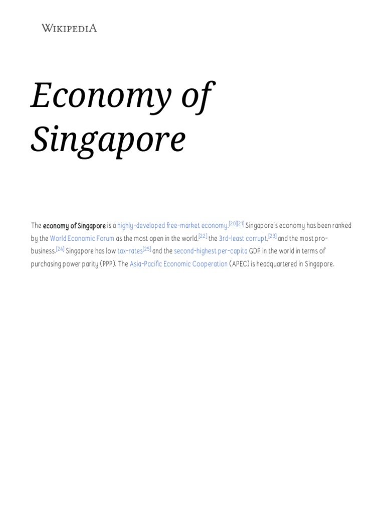 Economy of Singapore | PDF | Singapore | World Politics