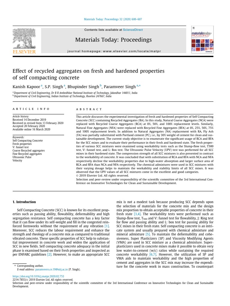Recycled Aggregates in Self Compacting Concrete | PDF | Concrete ...