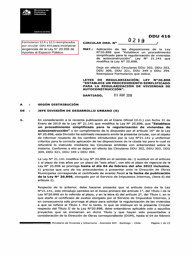 DDU 416 Modif Por DDU 454 | PDF | Urbanismo | Arquitecto