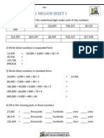 Place Value To 1 Million Sheet 1: Name Date