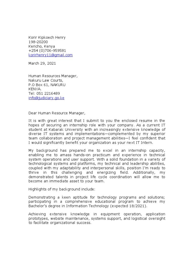Cover Letter - Courthouse | PDF | Human Resource Management