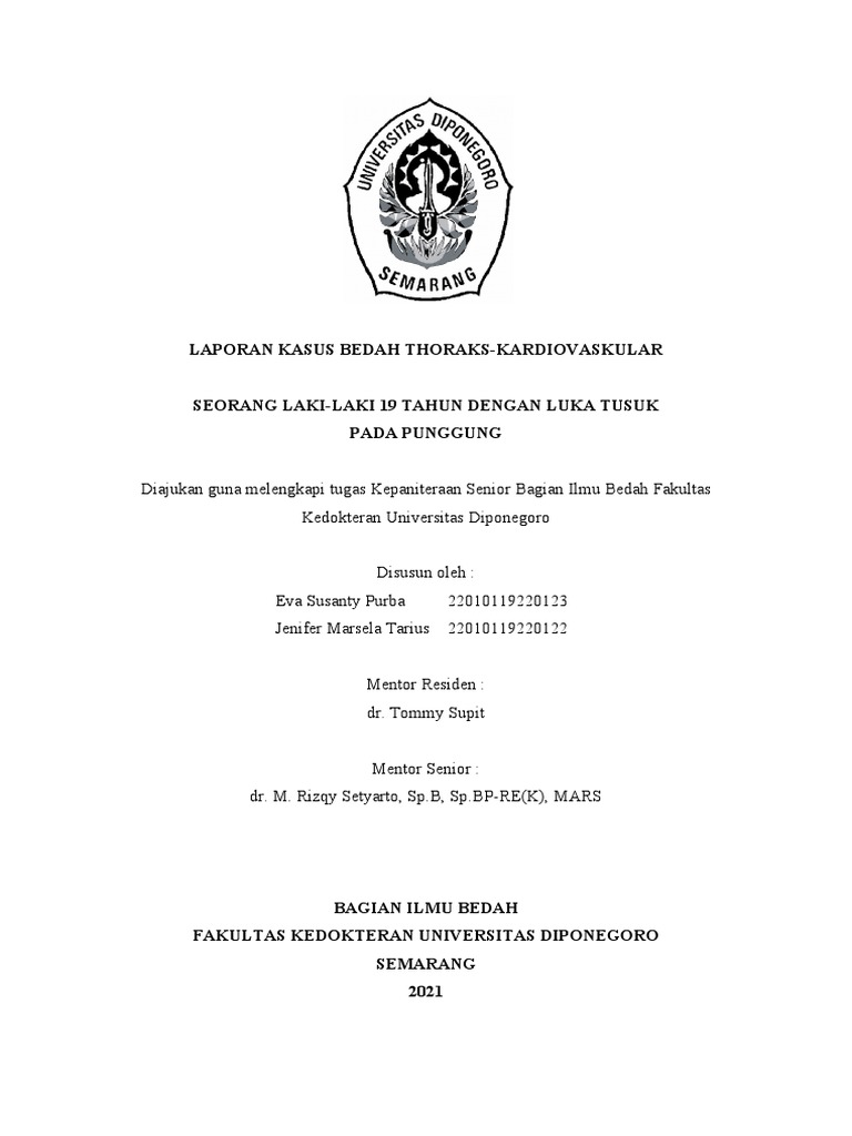 Kasus Luka Tusuk dan Pneumothorax | PDF