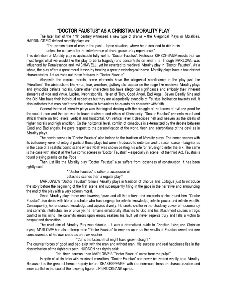 Doctor Faustus As A Morality Play – NUUWI