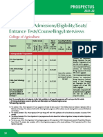 Schedule of Admissions/Eligibility/Seats/ Entrance Tests/Counsellings/Interviews