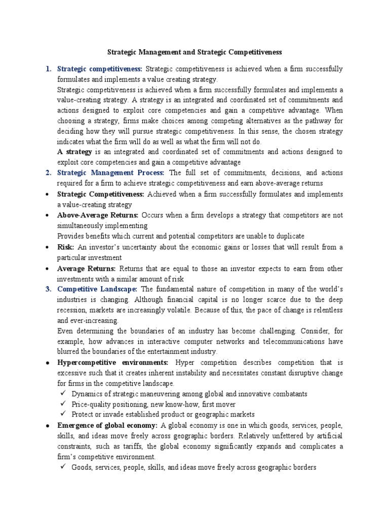 3010 Strategic Management | PDF | Strategic Management | Competitive ...