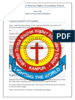 Mother Teresa Mission Higher Secondary School: Class-VIII Subject-Wise Project Worksheet