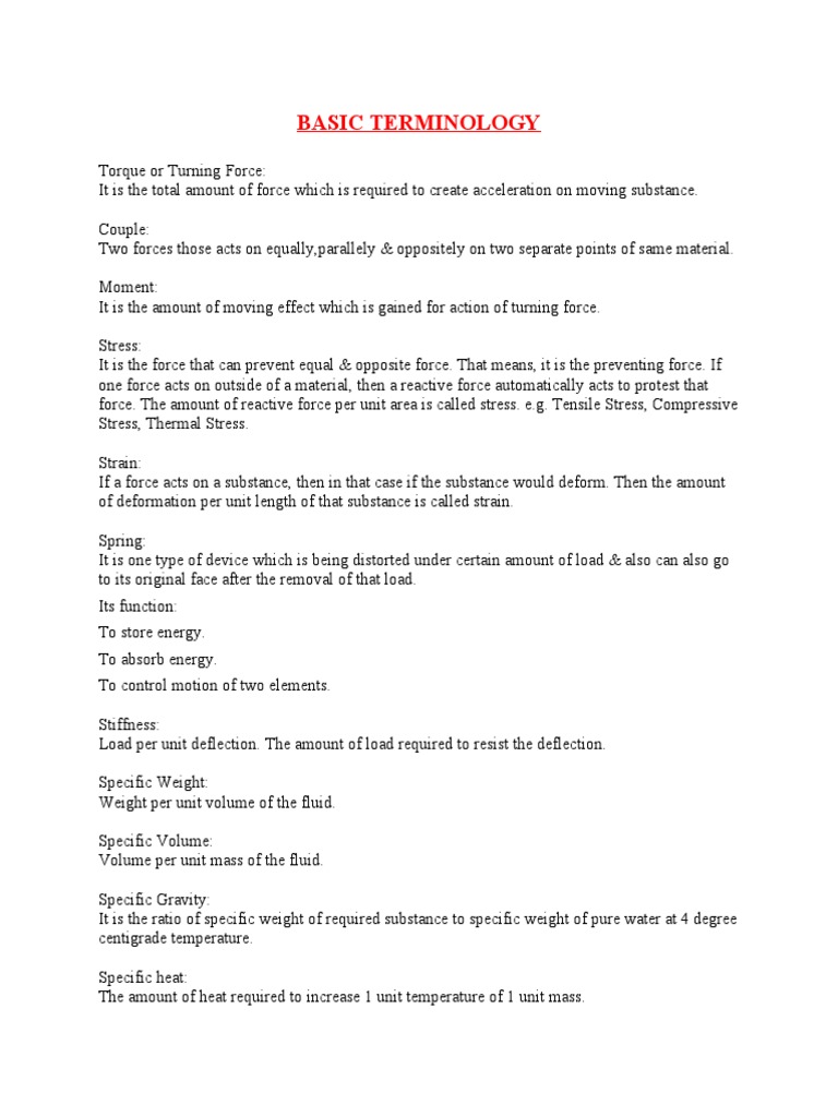 Basic Terminology PDF Boiler Heat