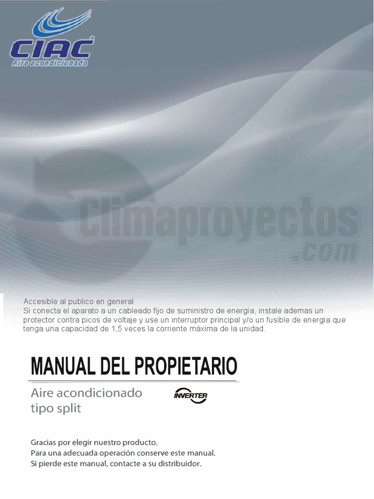 Manual de Aire Acondicionado CIAC | PDF | Control remoto | Aire ...