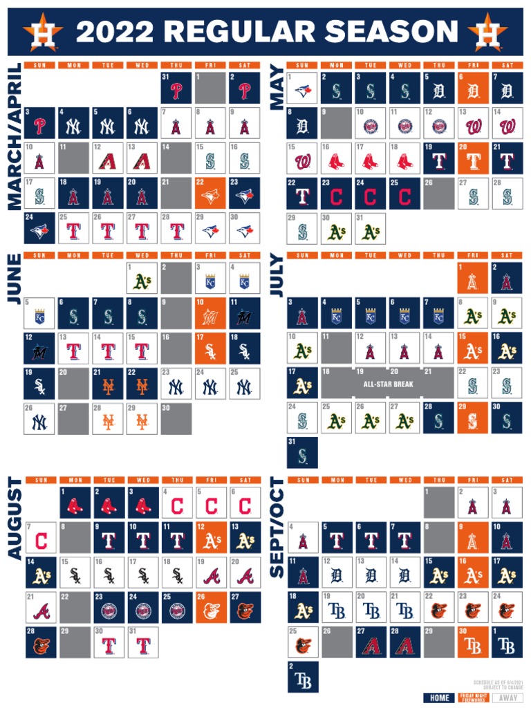 Astros 2022 Schedule | PDF