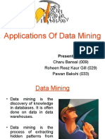 Applications of Data Mining: Charu Bansal (009) Roheen Reez Kaur Gill (029) Pawan Bakshi