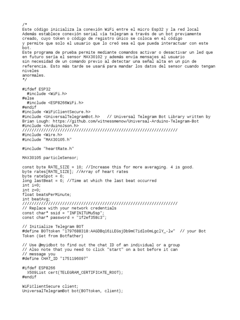 Control de Sensor MAX30102 con Telegram | PDF | Programación de ...