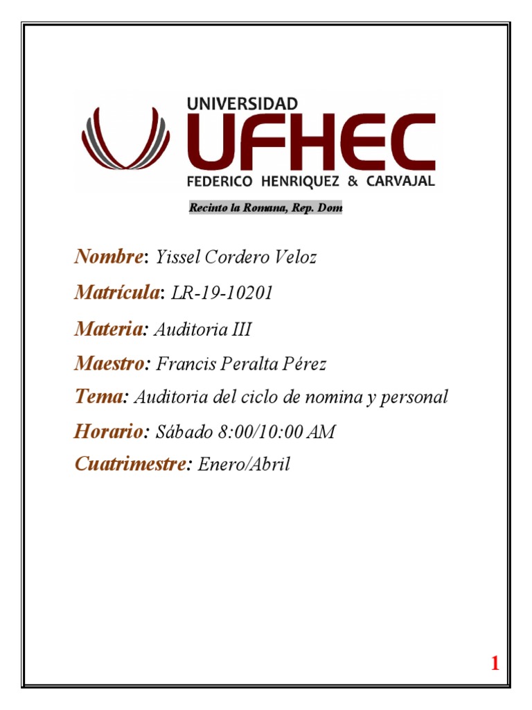 Auditoría del Ciclo de Nómina y Personal | PDF | Cheque de pago | Salario