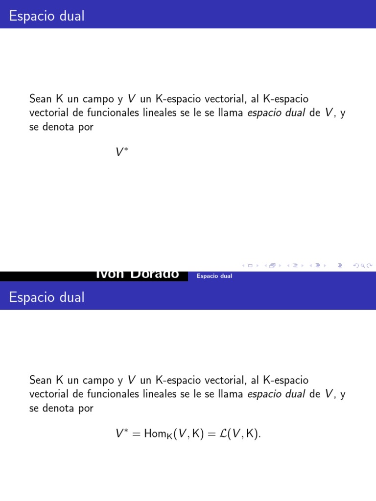Espacio Dual en Álgebra Lineal | PDF | Base (álgebra lineal) | Álgebra