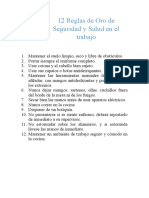 12 Reglas de Oro de Seguridad y Salud en El Trabajo