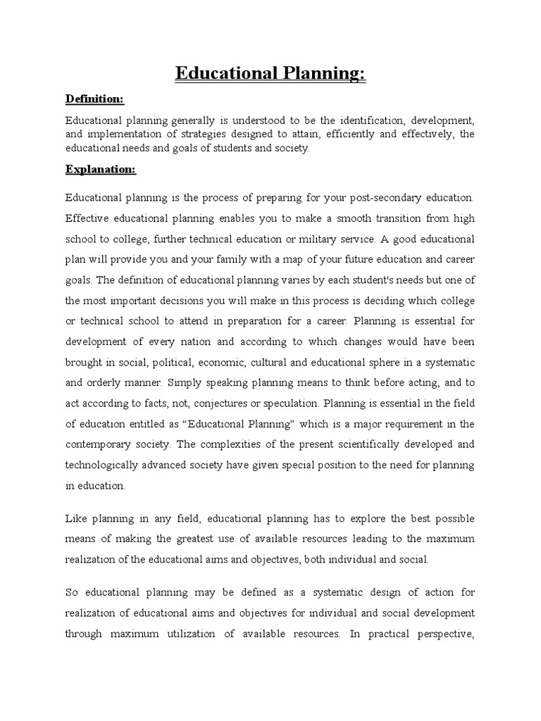 Educational Planning Definition PDF Curriculum Education Theory