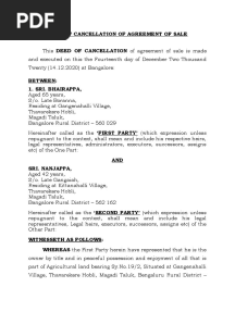Deed of Cancellation of Agreement of Sale