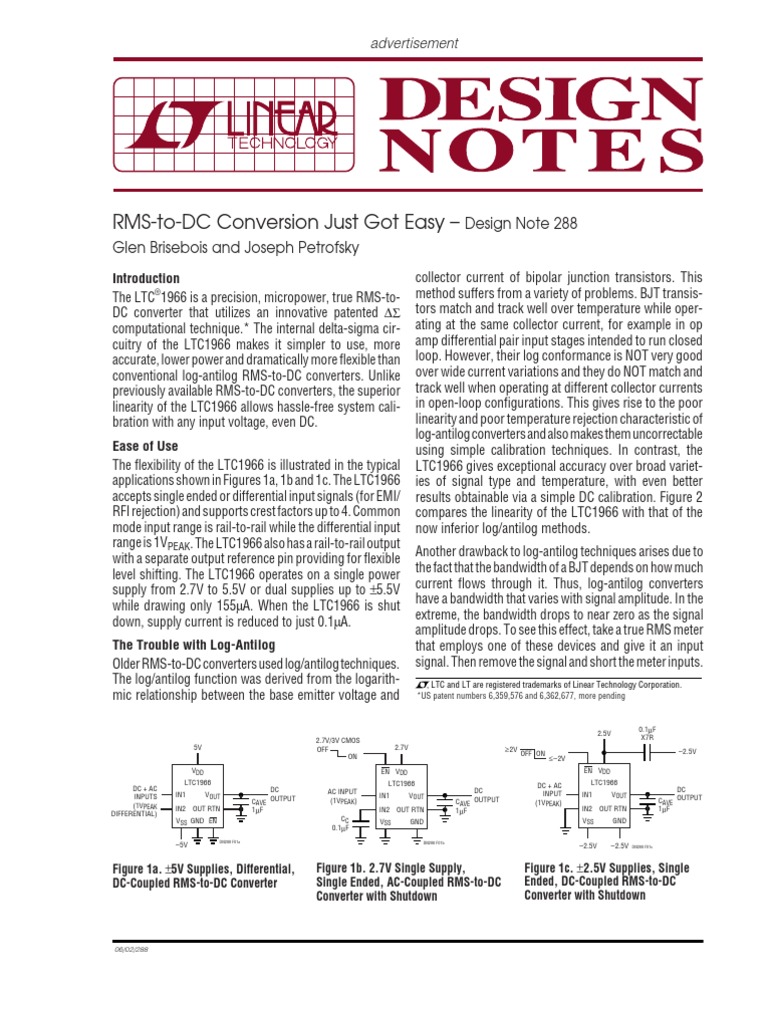 RMS-to-DC Conversion Just Got Easy | PDF | Amplifier | Bipolar Junction ...
