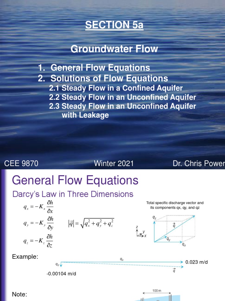 Groundwater Flow Part 1 Pdf Physics Applied And
