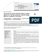 Conversión por técnica híbrida robótica a bypass gástrico en Y de Roux posterior a falla de manga gástrica