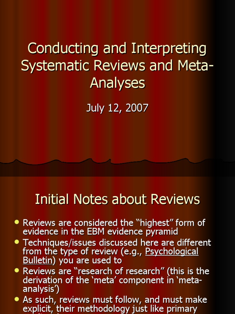 Conducting and Interpreting Systematic Reviews and Meta-Analyses | PDF ...
