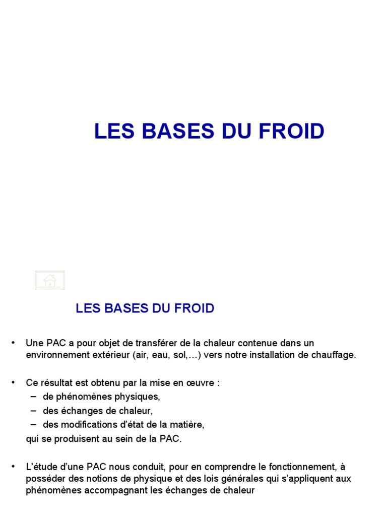 Bases du Froid et Thermodynamique | PDF | Chaleur | Enthalpie de ...